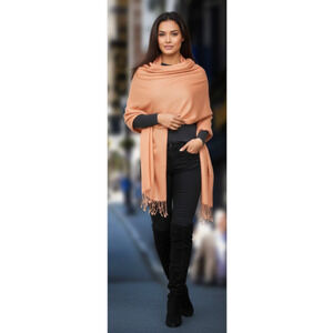 Hand woven Pashmina Scarf Shawl Silk Blend tan /Camel Tassel hem soft 36X78